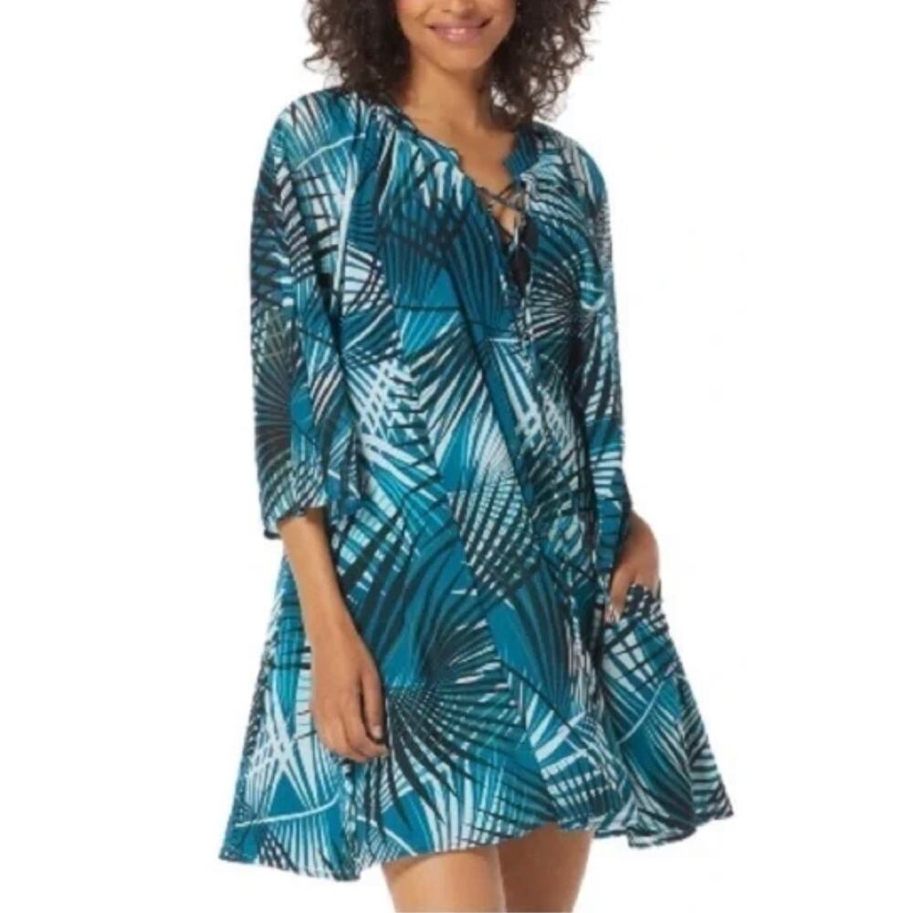 Coco Reef Teal Cove Wanderlust Mesh Cover Up Dress XL NWT